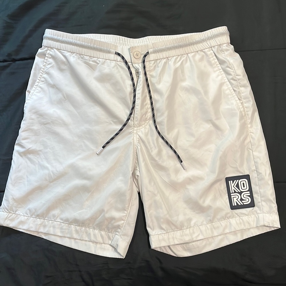Men’s White Michael Kors Swim Shorts KORS logo